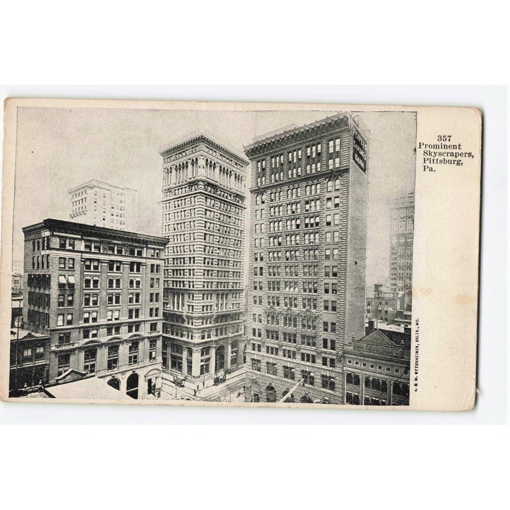 Vintage 1926 Pittsburg PA Postcard Prominent Skyscrapers Peoples Savings Bank